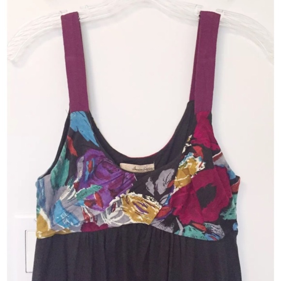 AMERICAN RAG Sz XS Black/Floral Watercolors Slvlss - Picture 3 of 5